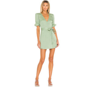 HOUSE OF HARLOW 1960 X REVOLVE Aja Green Wrap Mini Dress EUC M